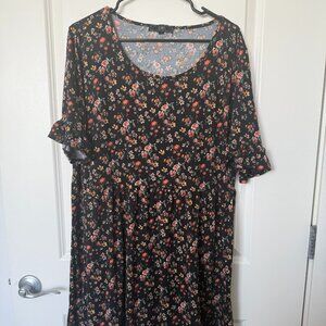 Vibe Sportswear Black Floral Babydoll Dress – Ruffle Sleeves – 3x